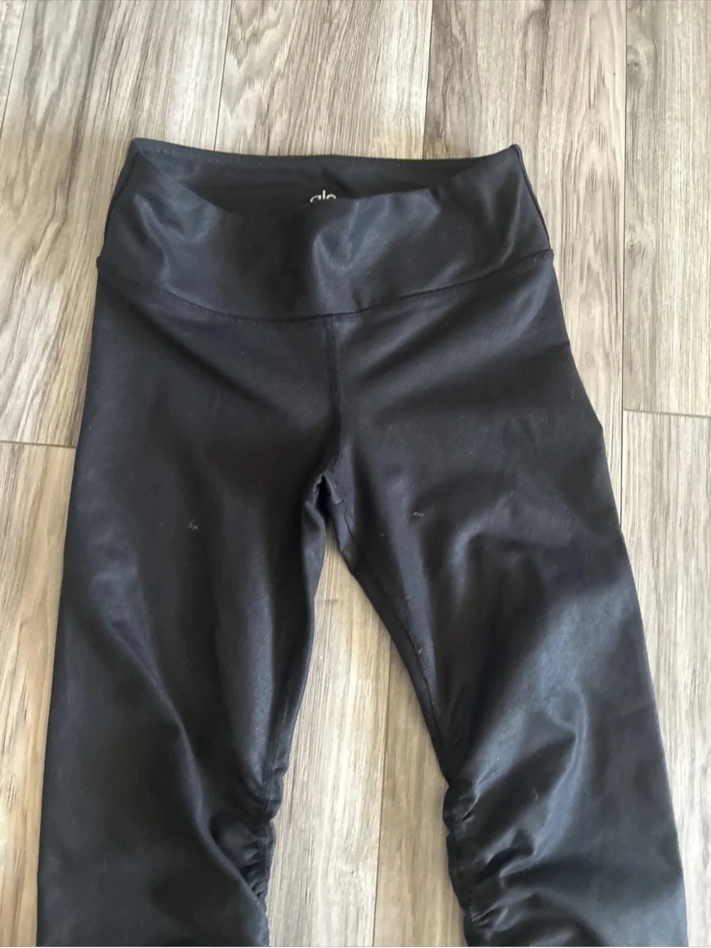 ALO YOGA Idol Ruched Black Shimmer Leggings Size XSmall